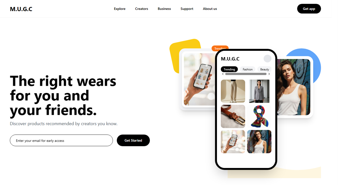 MGUC streetwear store interface.